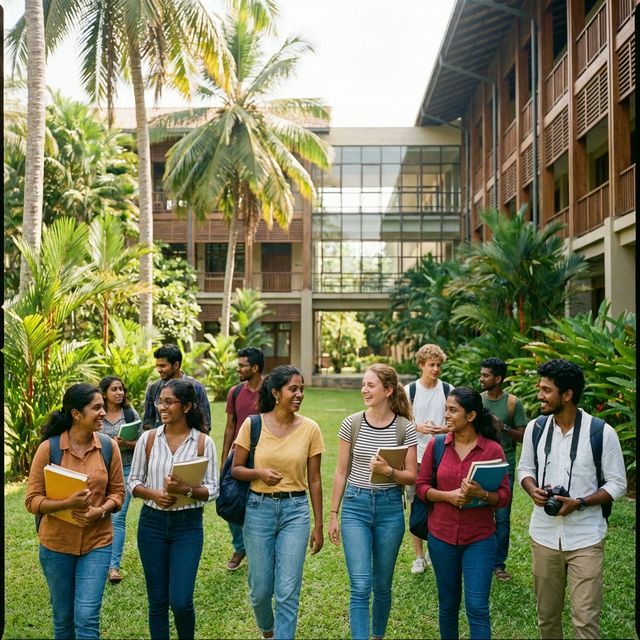 Diverse group of university students on campus